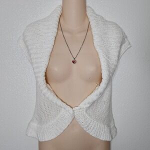 Pink Rose White Cable Knit Shrug Cardigan